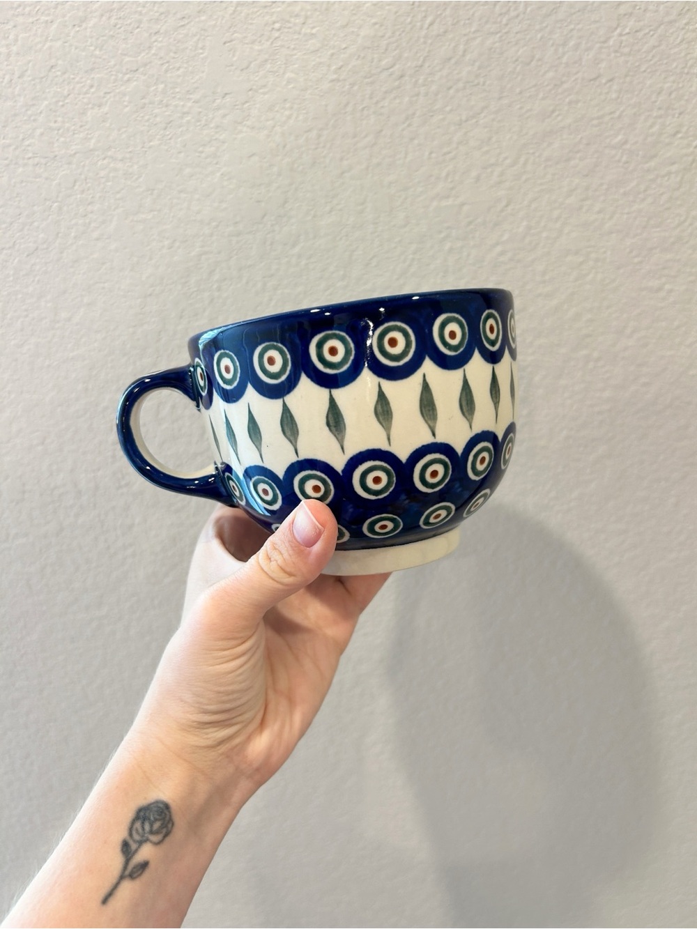 Polish Pottery Boleslawiec Oversized Mug Peacock Made in Poland